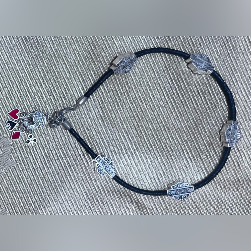Harley Davidson Anklet with Silver Shield & Poker Suits